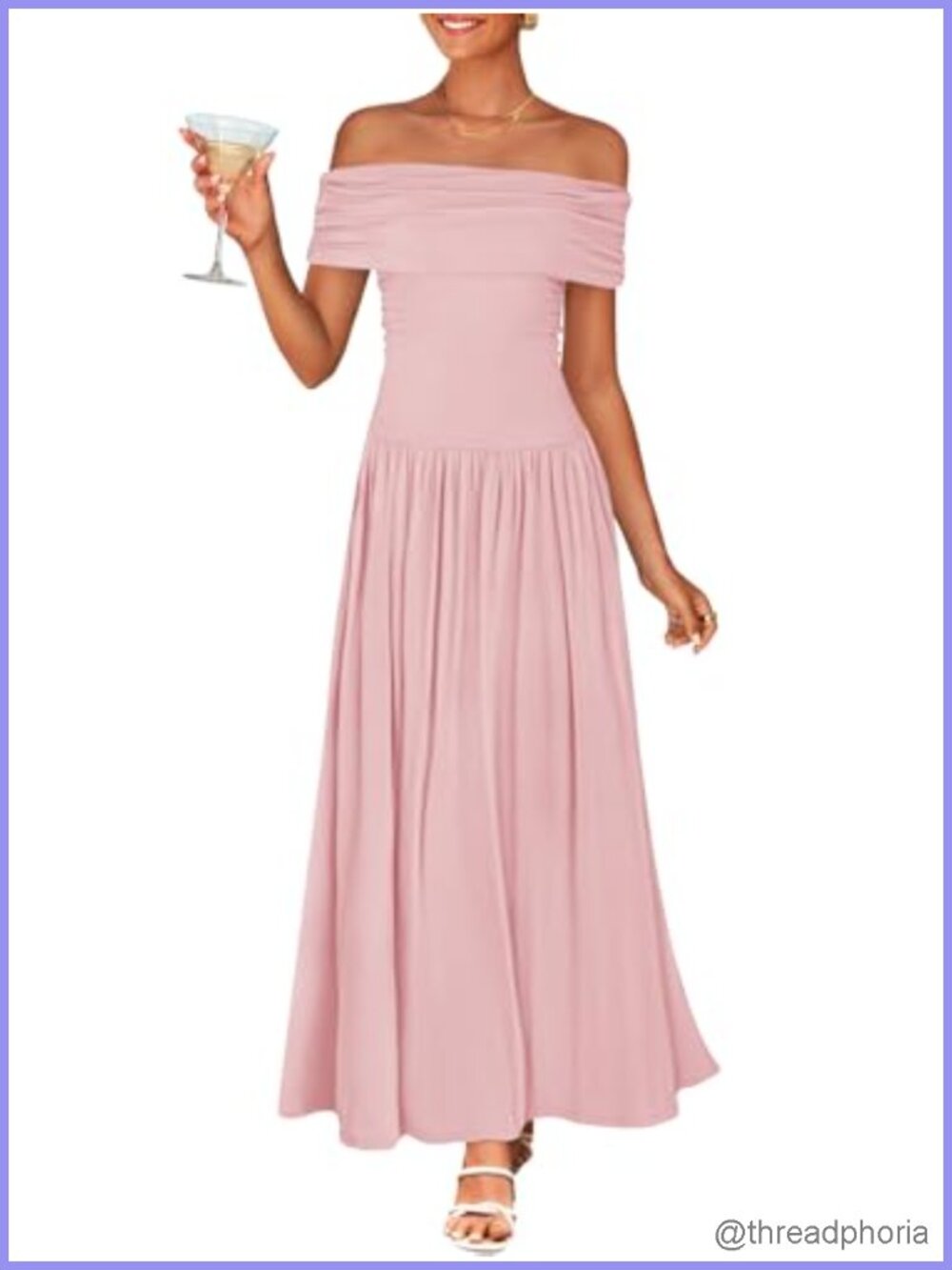 Off Shoulder Sleeveless Maxi Dress Pleated Swing Flowy Wedding Guest